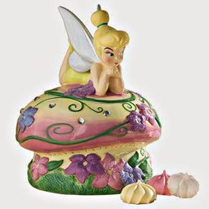 Disney Tinkerbell on Flowers, Mushroom Cookie Jar Retired Tinker Bell Br…